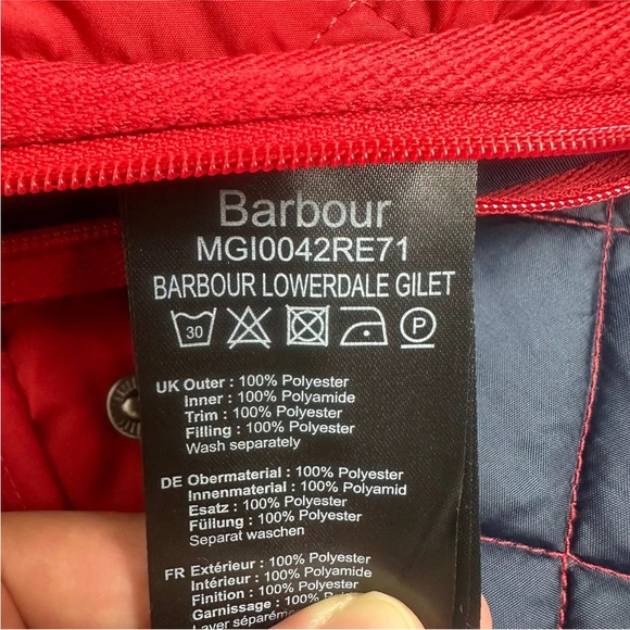 Barbour Lowerdale Gilet Diamond Quilted Vest Full Zip Red Men’s Size L EXC - Picture 9 of 16